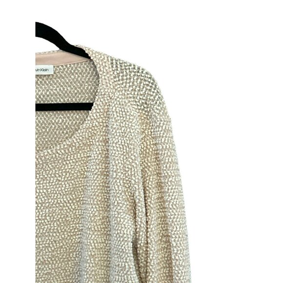 Calvin Klein Womens Beige Textured Sweater Faux Undershirt Plus Size Casual Work - Picture 2 of 5